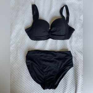 Lands End 4ddd paisley black two piece swimsuit - worn once